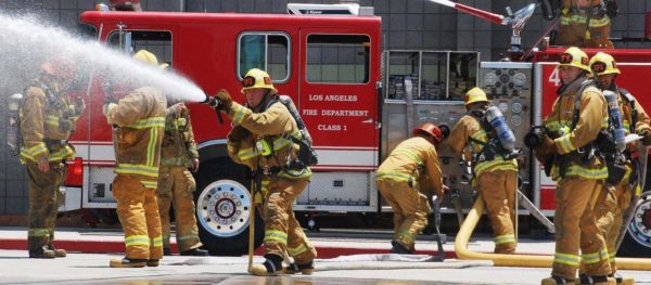 Los Angeles Fire Department fighting a fire