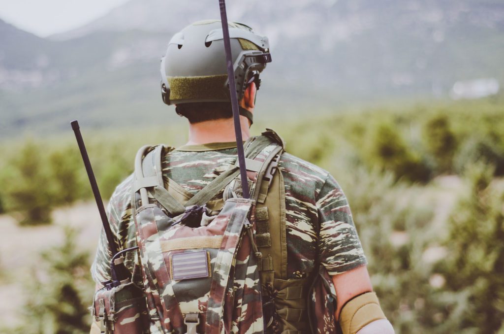 Back Of Soldier With Radios