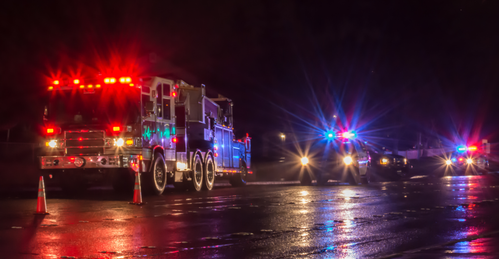 First Responders responding to crash on highway