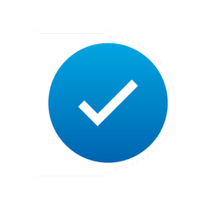 White checkmark in a blue circle