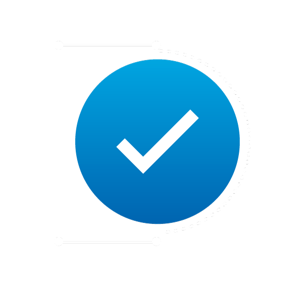 White checkmark in a blue circle