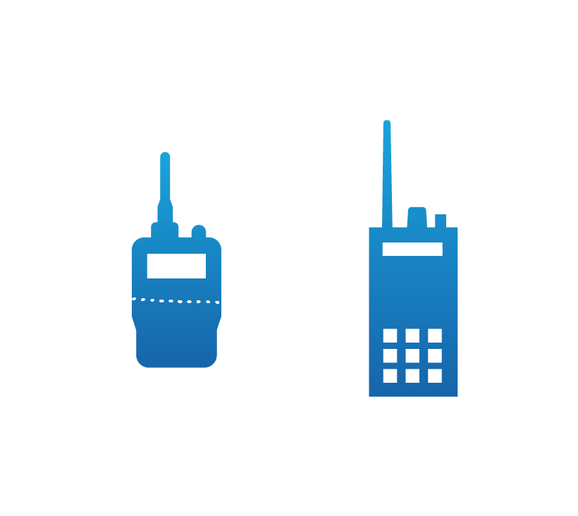 Two connected handheld radios