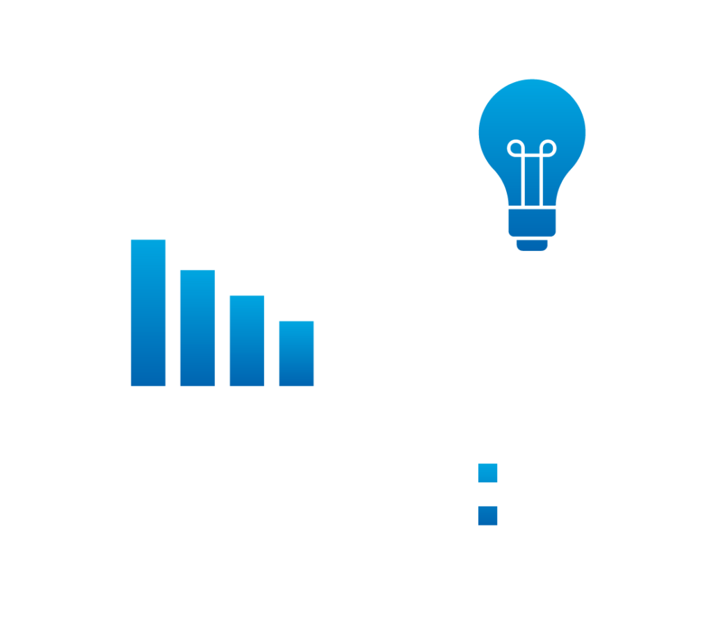 Graph, lightbulb, checklist