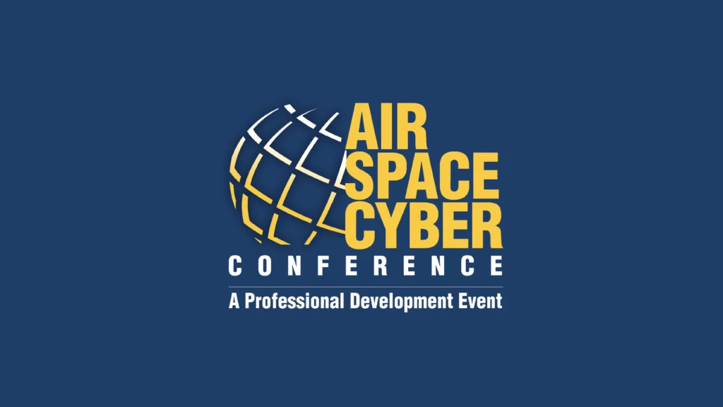 Air Space and Cyber conference 2025 logo on blue background